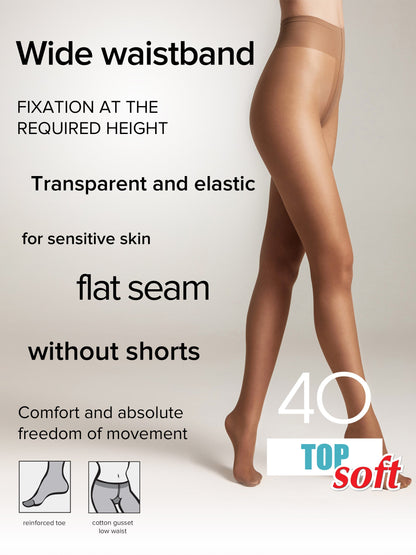 Tights Conte Top Soft 40 Den - Adjustable Fit for Sensitive Skin by TheRanok.com
