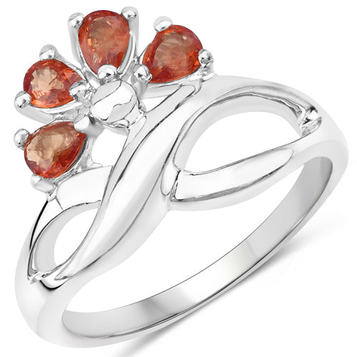 1.68 Carat Genuine Orange Sapphire .925 Sterling Silver Ring by Bids.com