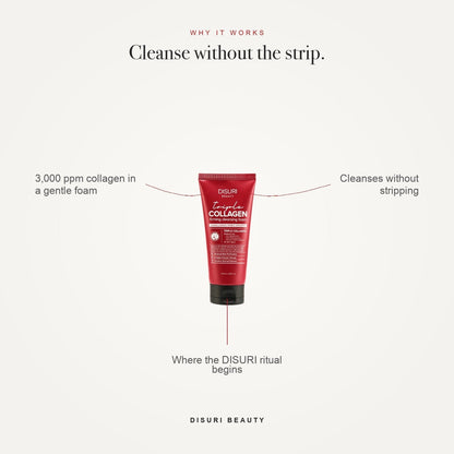 DISURI Triple Collagen Firming Foam - Korean Anti-Aging Cleanser with 3,000ppm Collagen Complex