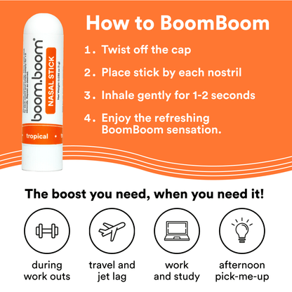 BoomBoom Nasal | Vapor Flow Technology | Cool Refreshing Sensation | Natural Mood Boost | Simple Ingredients  (Mint, Wintermint, Tropical, Spearmint)  DestGlow