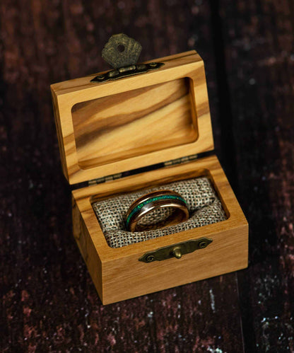 Opal Wood Inlay Rose Gold Tungsten Carbide Ring