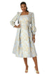 Two-Piece Metallic Swirl Brocade Dress with Balloon Sleeve Jacket- 4889 by Tally Taylor