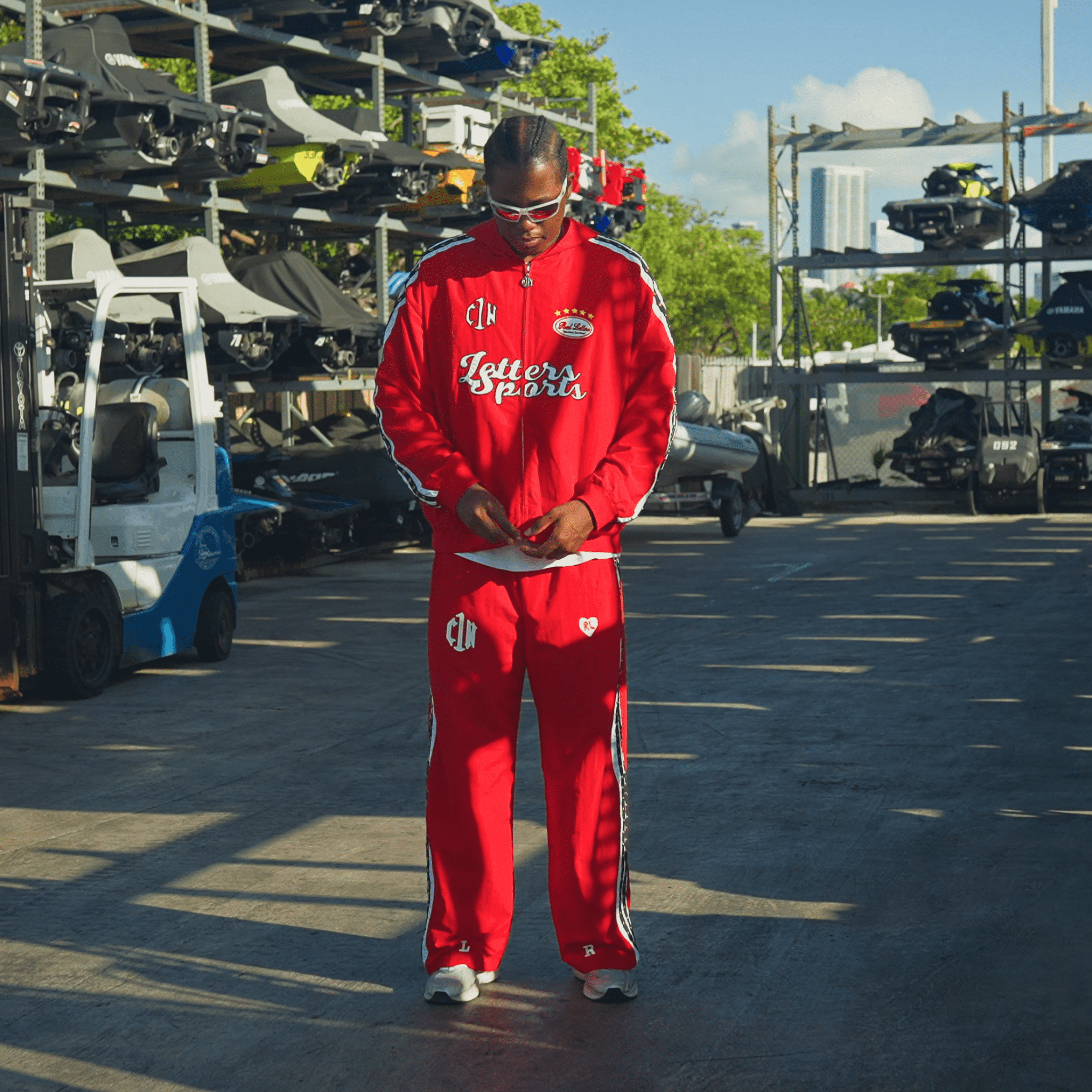 Red Letters x Cam Newton Rhinestone Hoodie - Red by Denim Exchange