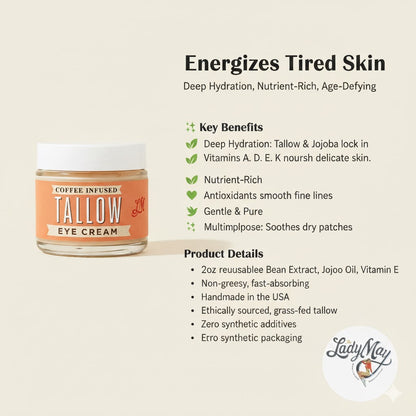 Lady May Coffee-Infused Tallow Eye Cream – Brighten, Firm &amp; Revitalize Naturally by Lady May Tallow