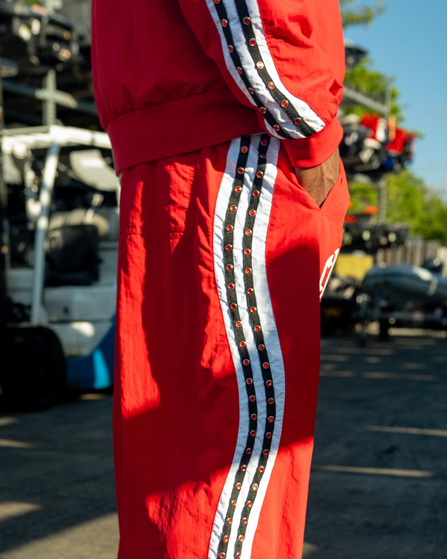 Red Letters x Cam Newton Rhinestone Hoodie - Red by Denim Exchange