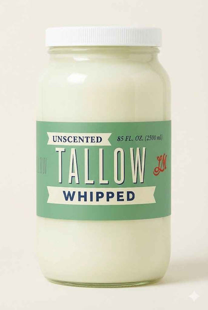 Unscented Whipped Tallow – All-Natural Moisturizer | Pure Beef Tallow Cream for Face &amp; Body |Lady May Handmade, Preservative-Free Skincare