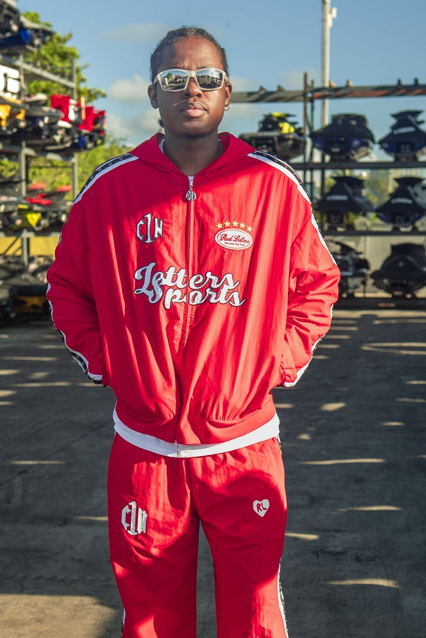 Red Letters x Cam Newton Rhinestone Hoodie - Red by Denim Exchange