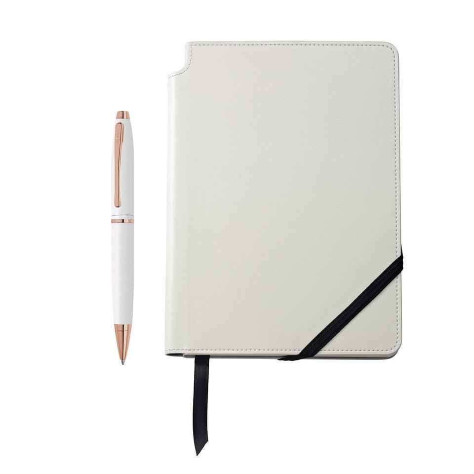 Calais™ Pearlescent White Lacquer Ballpoint and White Journal Gift Set