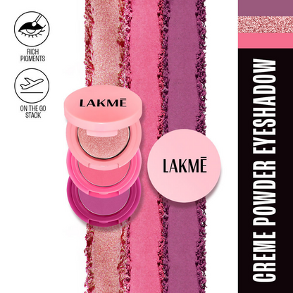 Lakme 9 To 5 Eyeconic Cream Powder Eyeshadow Stack - Pink Beauty