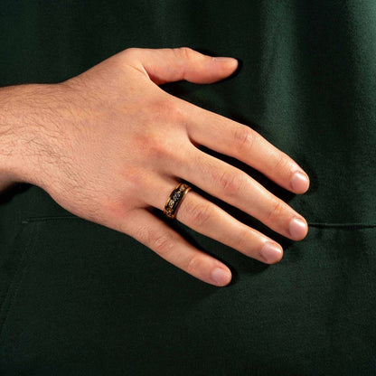 Meteorite x 22K Gold Leaf Tungsten Carbide Ring - DestGlow