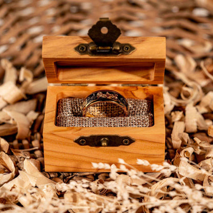 Meteorite x 22K Gold Leaf Tungsten Carbide Ring - DestGlow