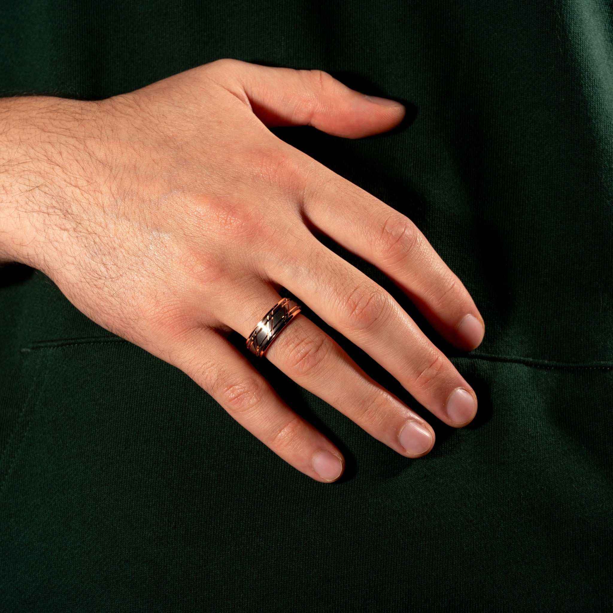 Rose Gold Tungsten Carbide Wedding Ring - DestGlow