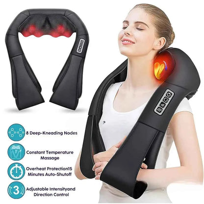 MassagePro™ Shiatsu Neck &amp; Shoulder Massager – Heated Pain Relief
