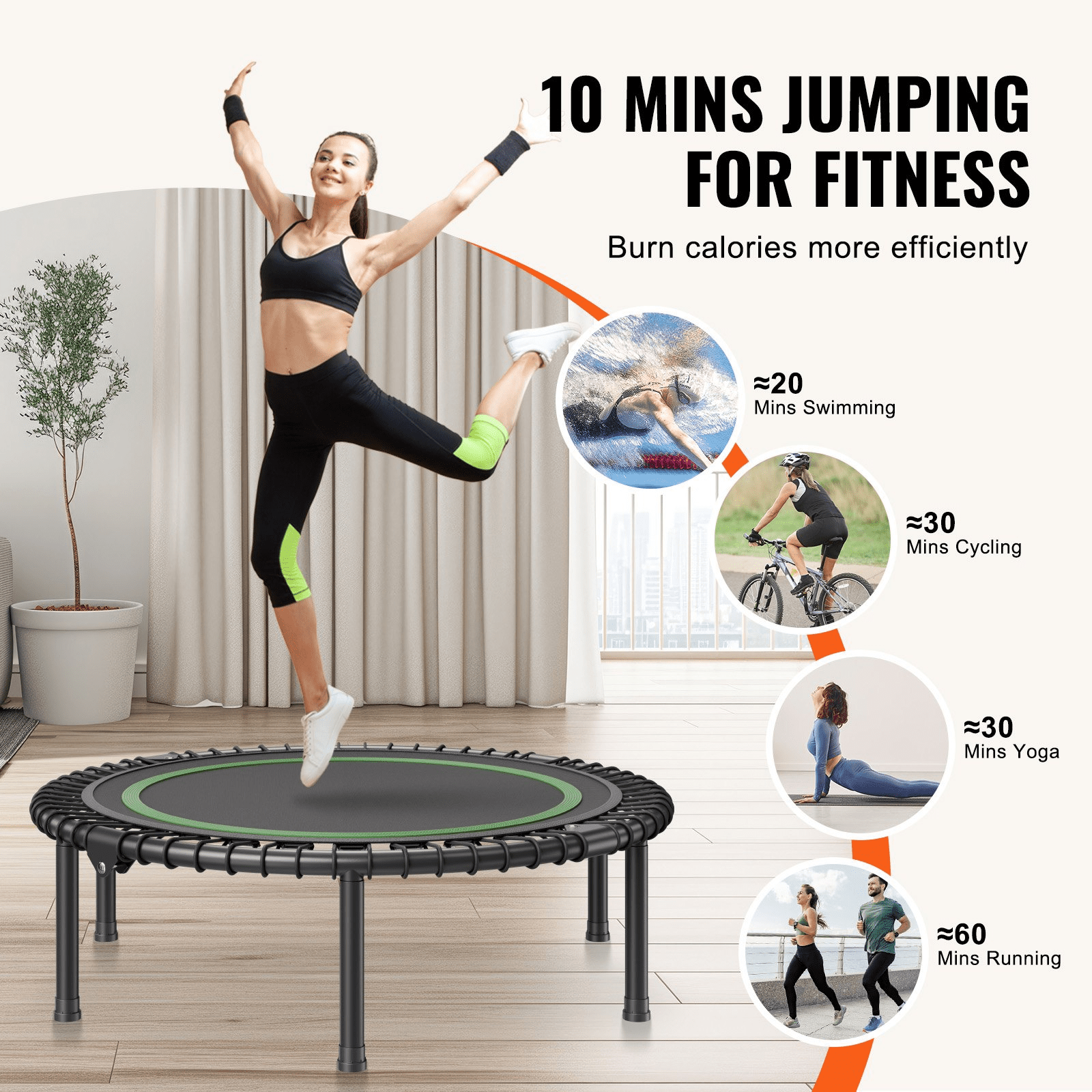 VEVOR 40" Foldable Mini Fitness Trampoline – High-Performance Rebounding for Total Fitness - DestGlow