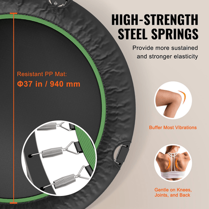 VEVOR 52" Foldable Mini Fitness Trampoline - 450 lbs Capacity &amp; Adjustable Handle - DestGlow