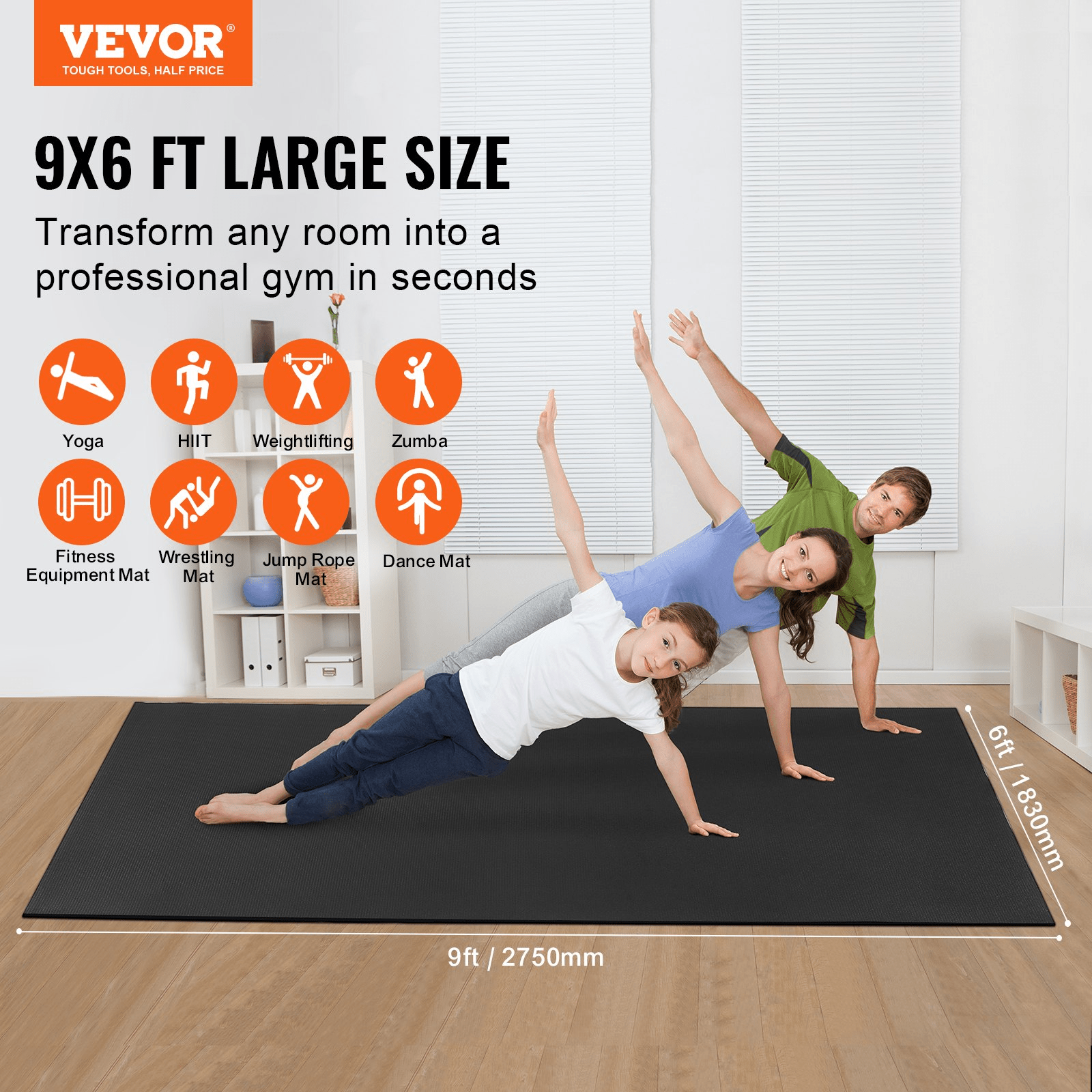 VEVOR Non-Slip High-Density Exercise Mat – Premium Comfort &amp; Stability for Yoga &amp; Fitness - DestGlow