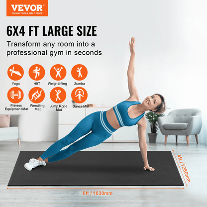Large Yoga Mat 6x4 by VEVOR – Non‑Slip, High‑Density Fitness Floor Mat - fitness &amp; gym accessories