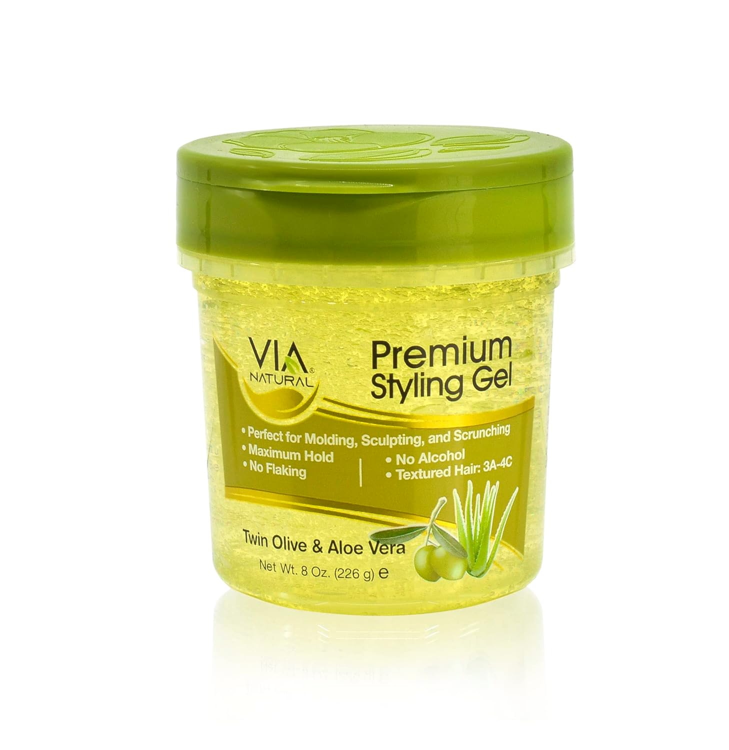 Via Natural Premium Styling Gel, Olive Oil &amp; Aloe, 8 oz