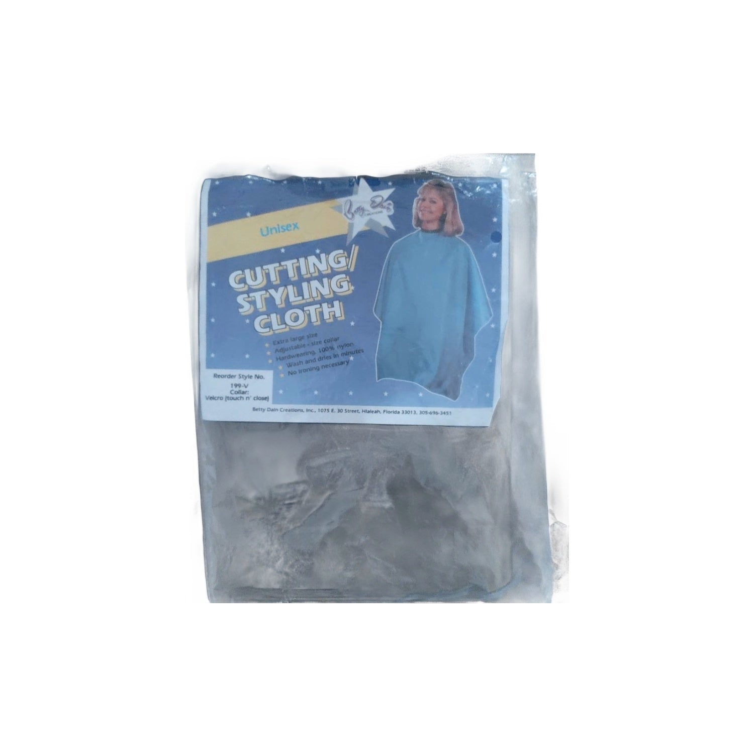 Vintage Betty Dain Creations Cutting Styling Cloth Cape, XL, Velcro Collar, 100% Nylon, Black