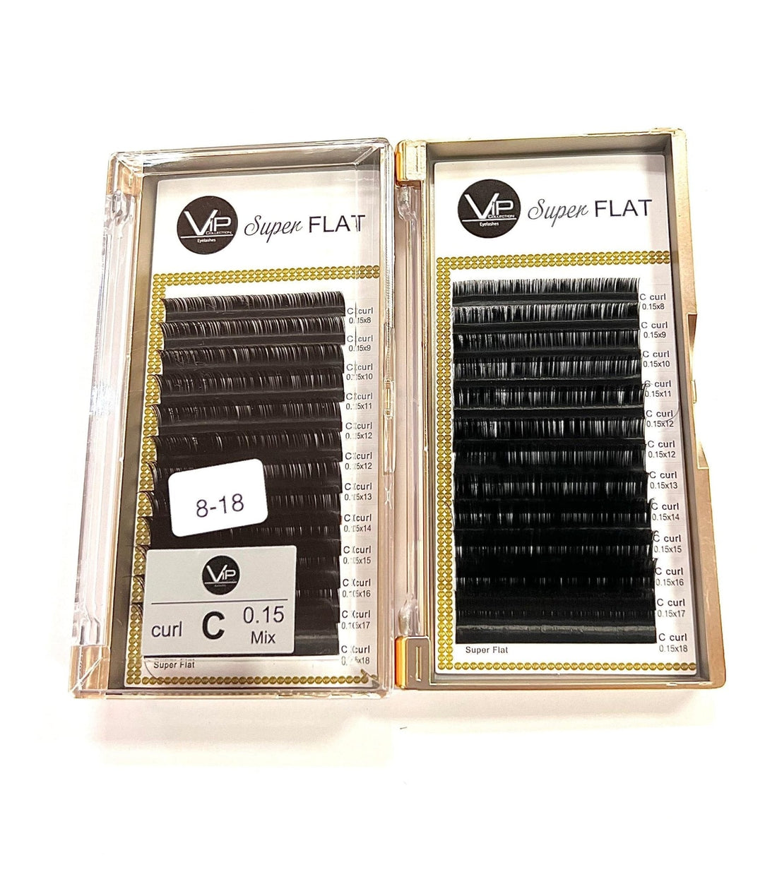 VIP Eyelashes Super Flat Extensions 12 Lines 0.15mm C Curl - DestGlow