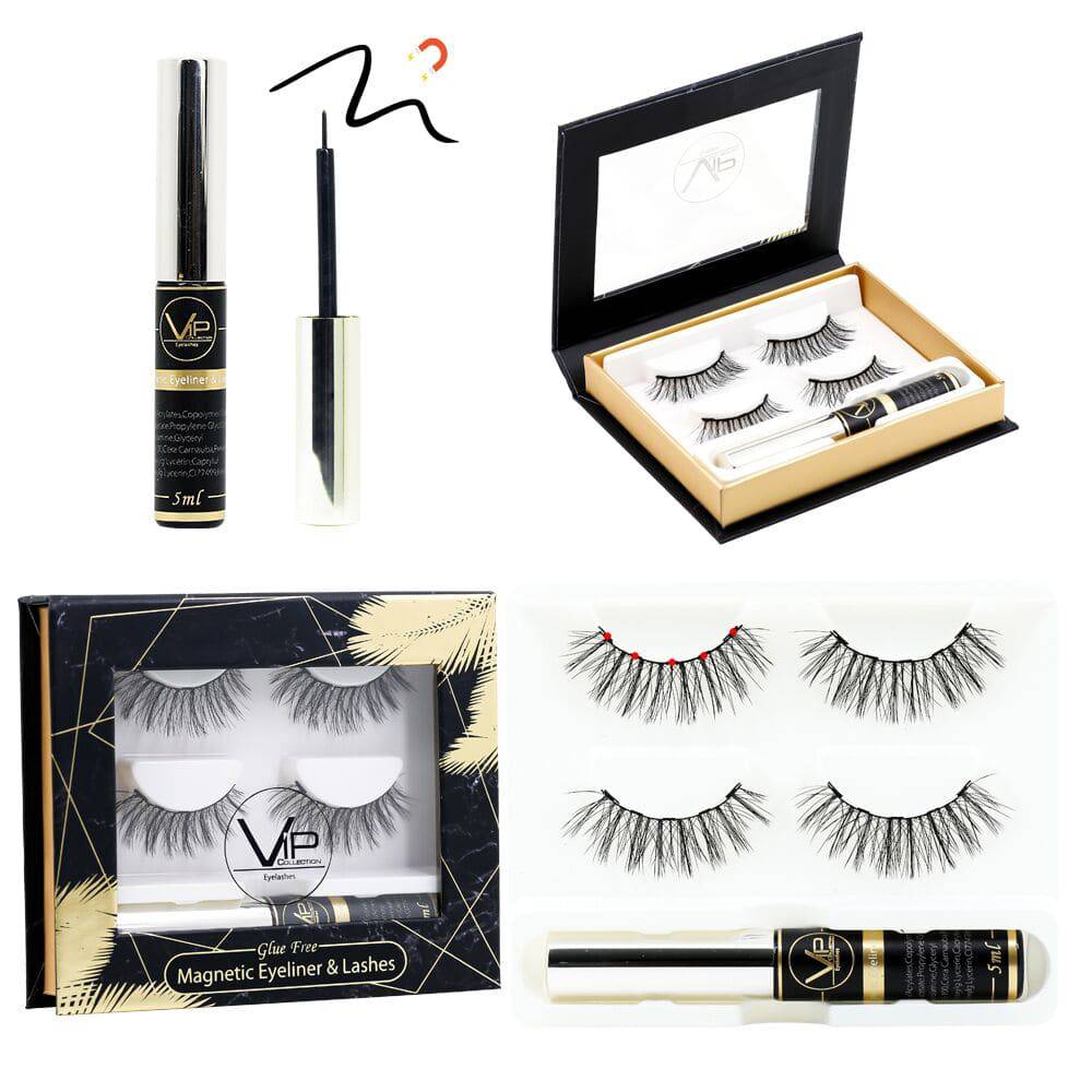 VIP Magnetic Lashes with Magnetic Eyeliner, 2 Pairs - DestGlow