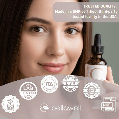 Vitamin C Serum for Face With Hyaluronic Acid, Vitamin E, Aloe Vera, and Jojoba oil 2 fl oz by Bellawell