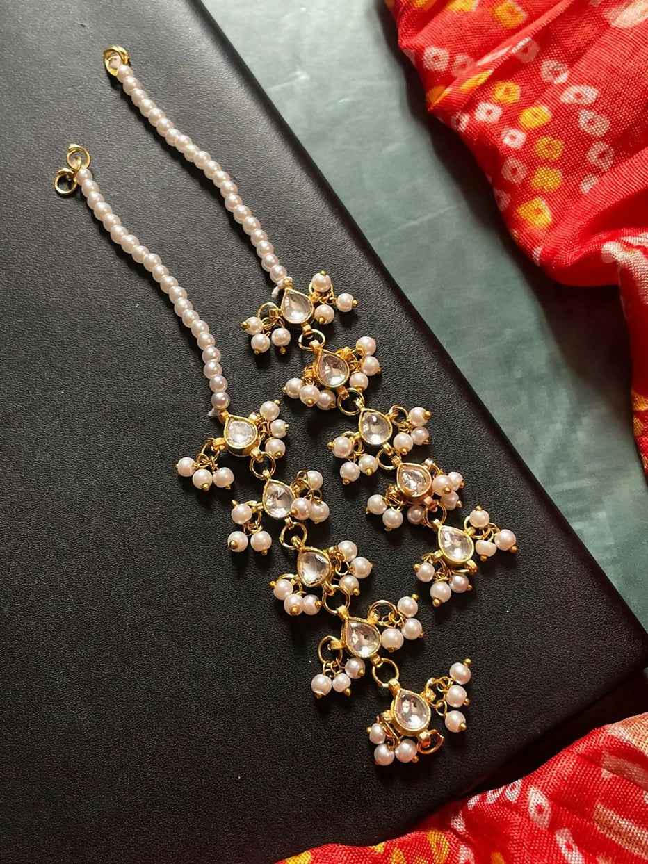 Joban Fashion Pachi Kundan Beaded Chain Earring