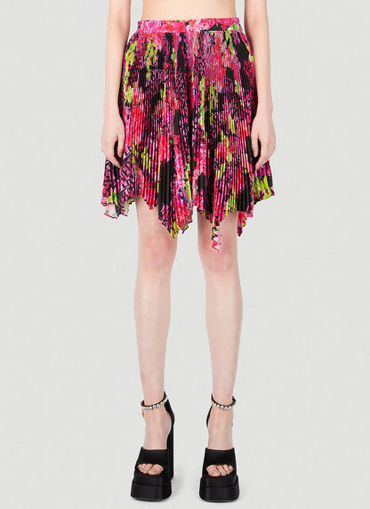 Versace Women Floral Logo Pleated Mini Skirt by Luosophy