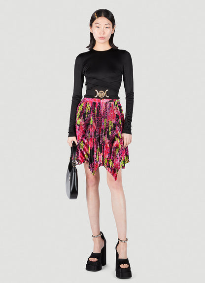 Versace Women Floral Logo Pleated Mini Skirt by Luosophy