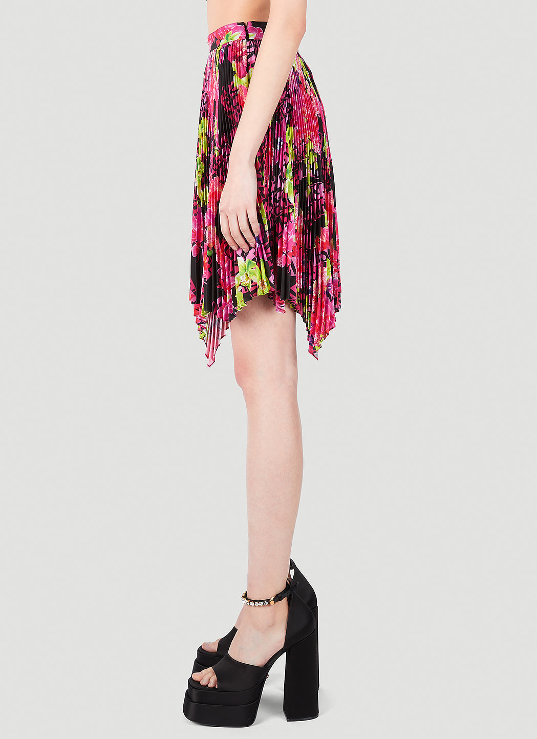 Versace Women Floral Logo Pleated Mini Skirt by Luosophy