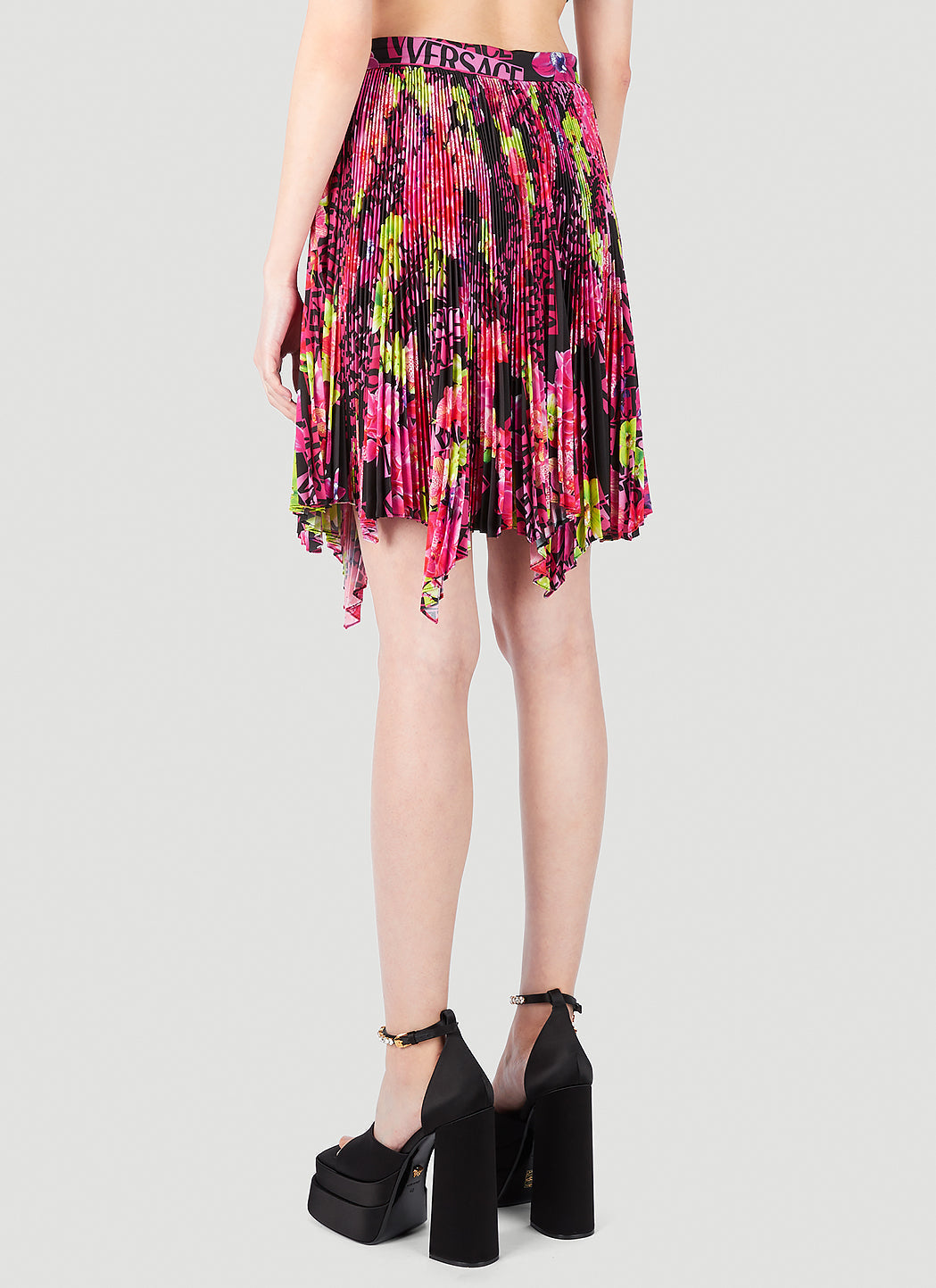 Versace Women Floral Logo Pleated Mini Skirt by Luosophy