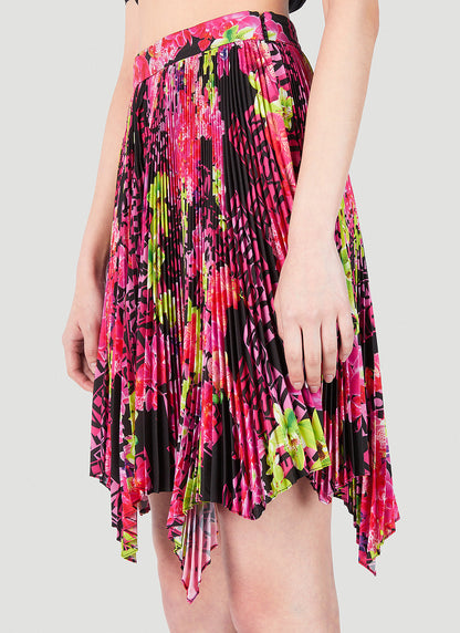 Versace Women Floral Logo Pleated Mini Skirt by Luosophy