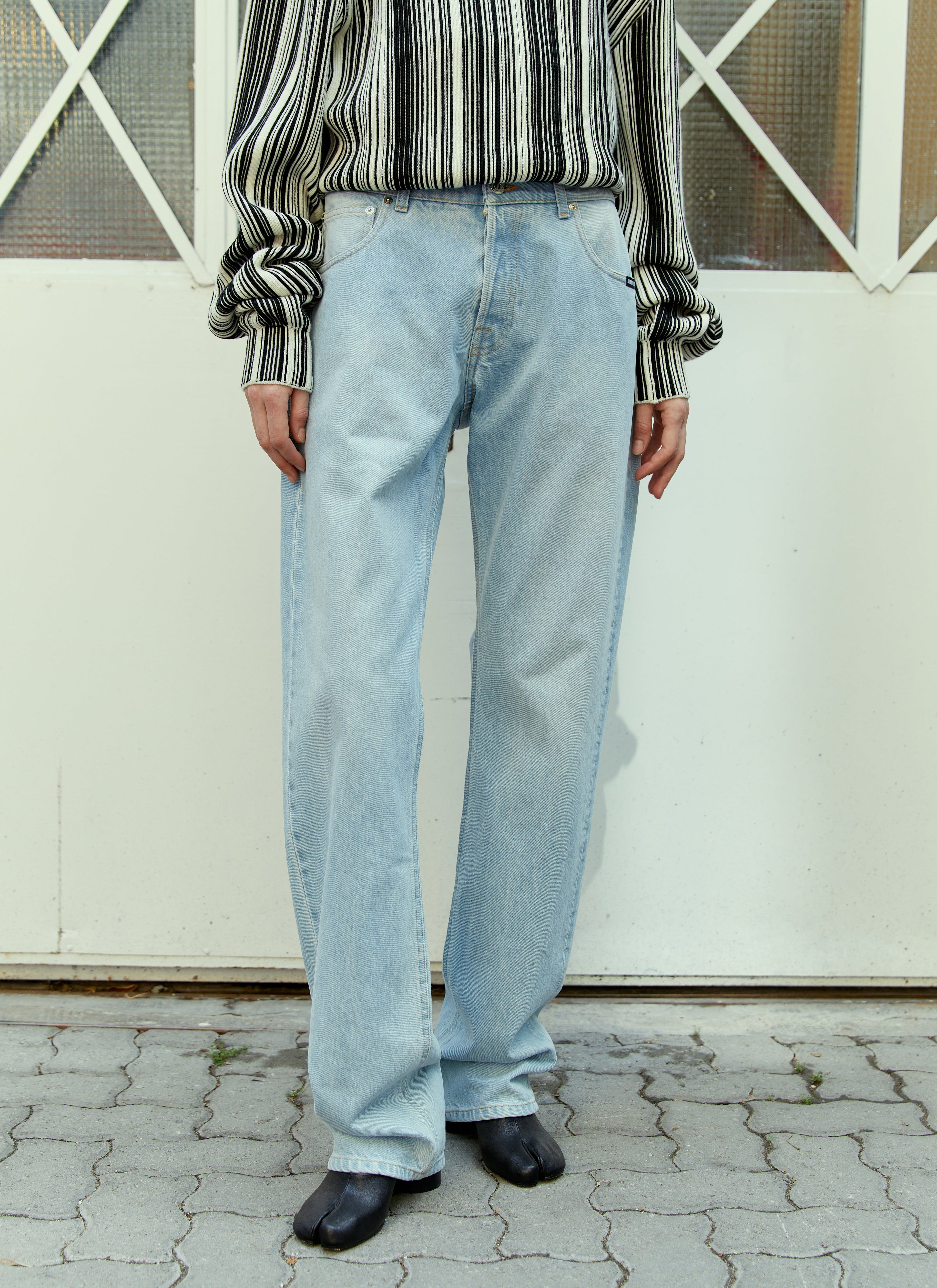 Vtmnts Men Double Waist Denim Jeans by Luosophy