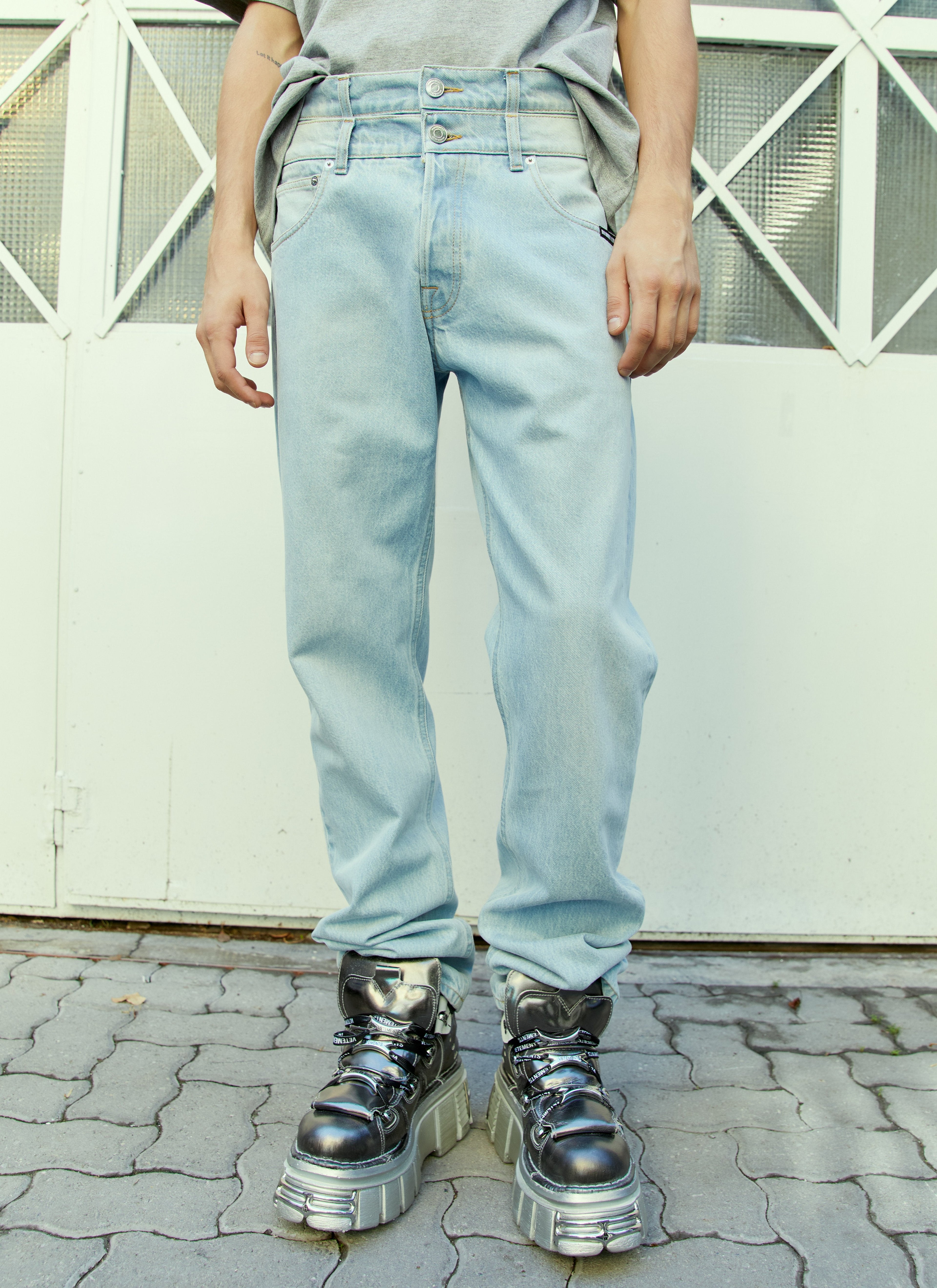 Vtmnts Women Double Waist Denim Jeans by Luosophy