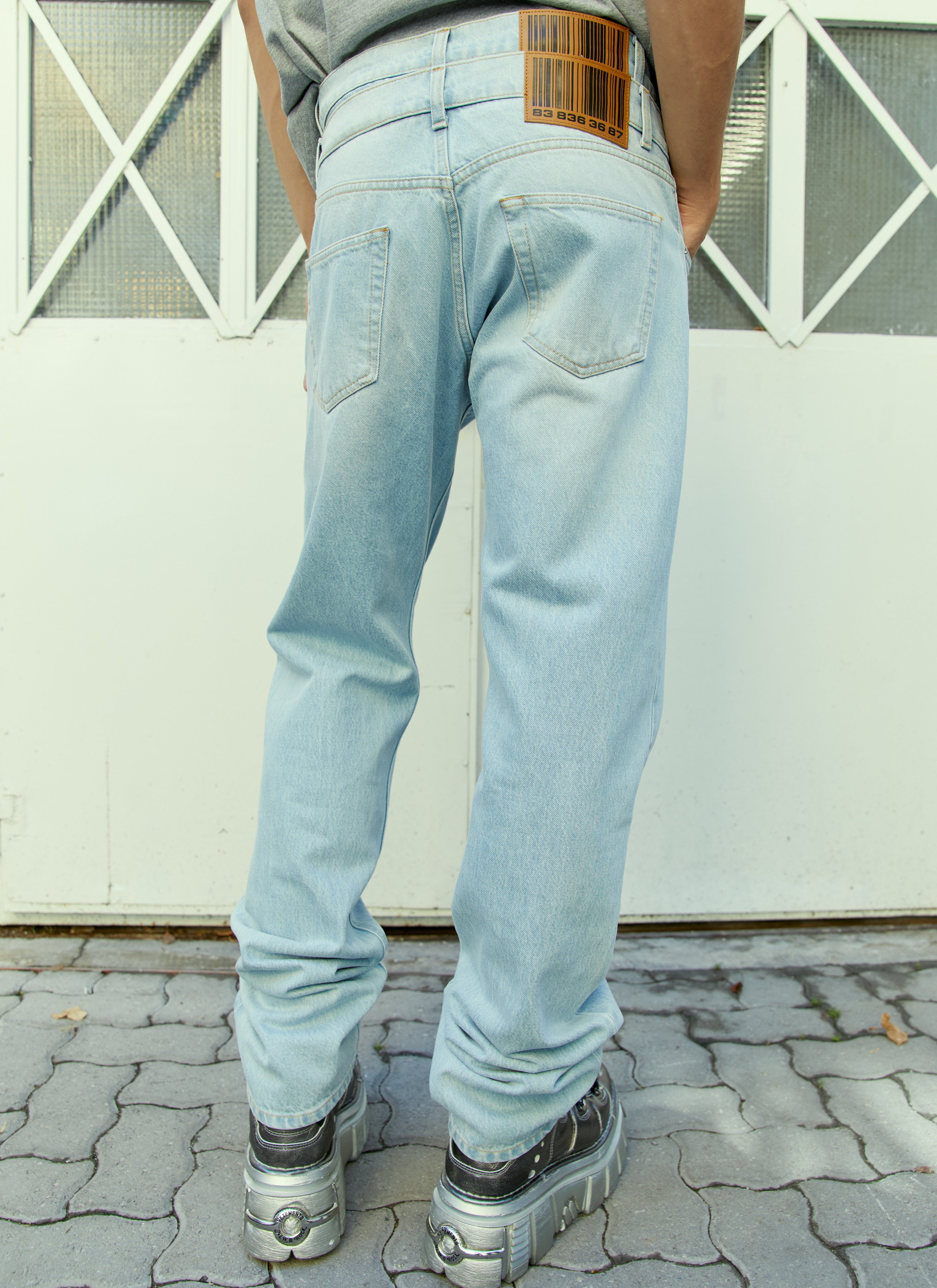 Vtmnts Men Double Waist Denim Jeans by Luosophy