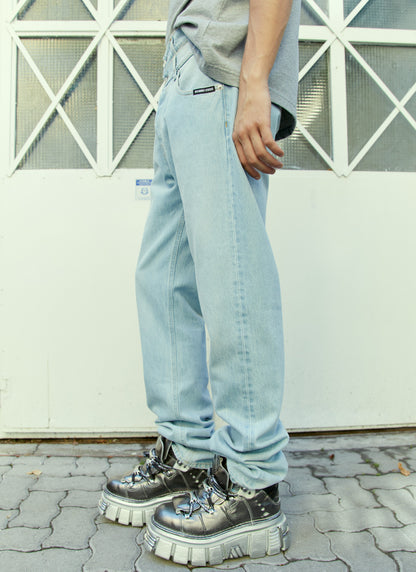 Vtmnts Men Double Waist Denim Jeans by Luosophy