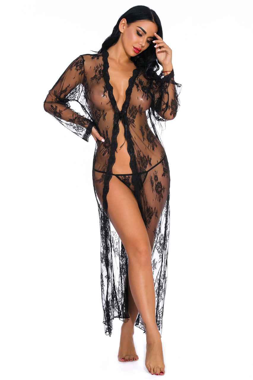 Long Lace Flyaway Robe