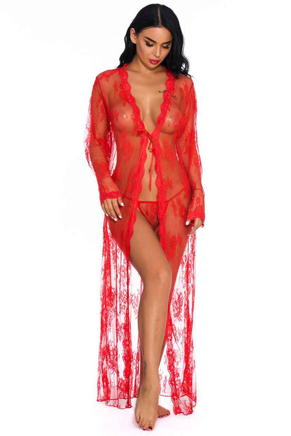 Long Lace Flyaway Robe