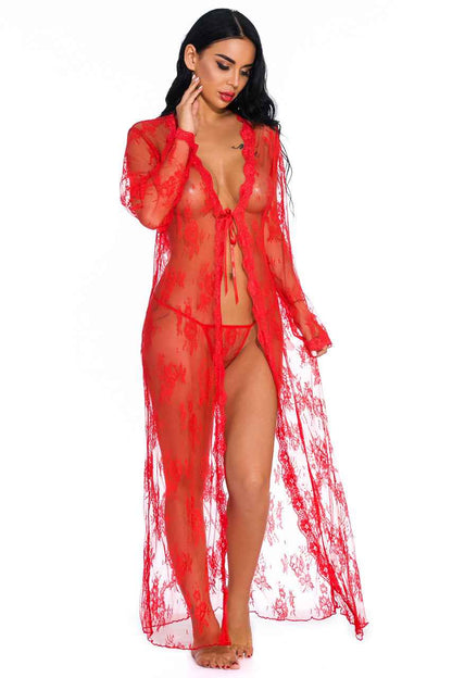 Long Lace Flyaway Robe
