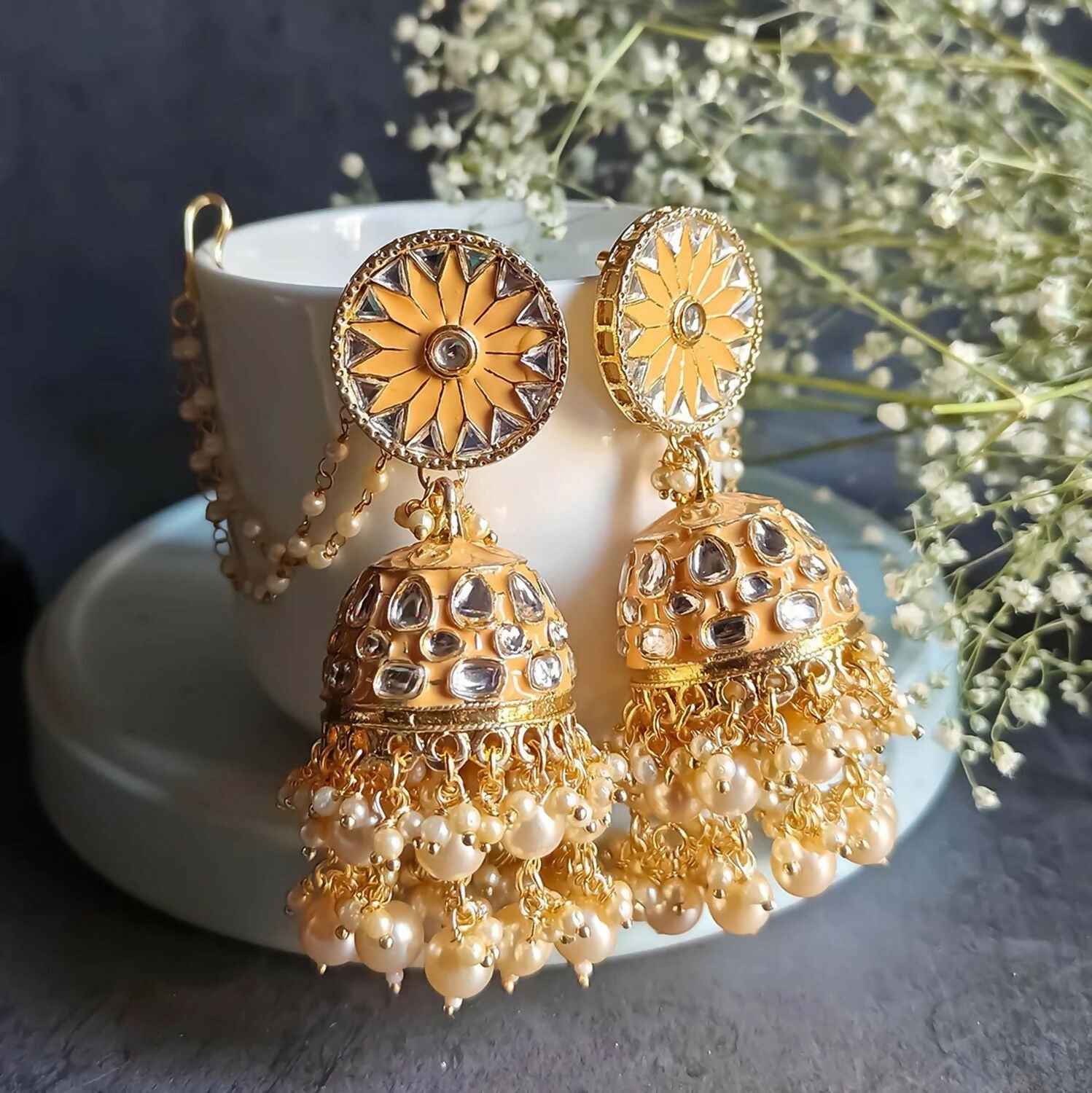 Joban Fashion Kundan Jhumka Earrings