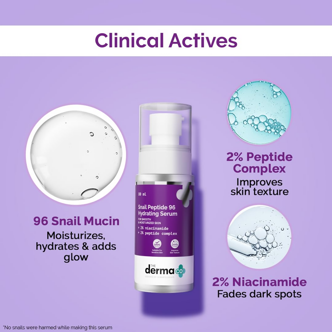 The Derma Co Snail Peptide 96 Hydrating Serum With Niacinamide &amp; Peptide Complex For Smooth &amp; Moisturized Skin