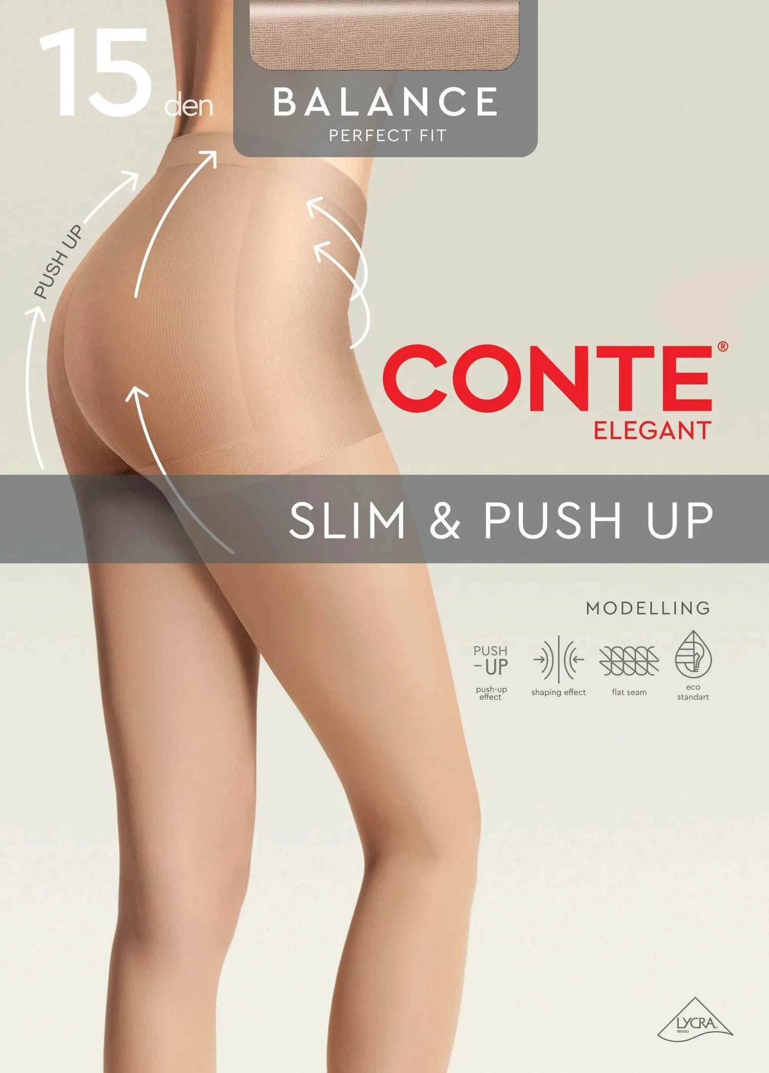 Tights Conte Balance 15 Den - Push-Up Effect