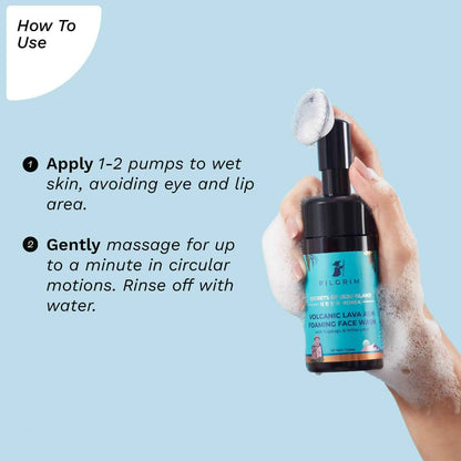 Pilgrim Volcanic Lava Ash Foaming Face Wash with Brush - Limited Time Offer