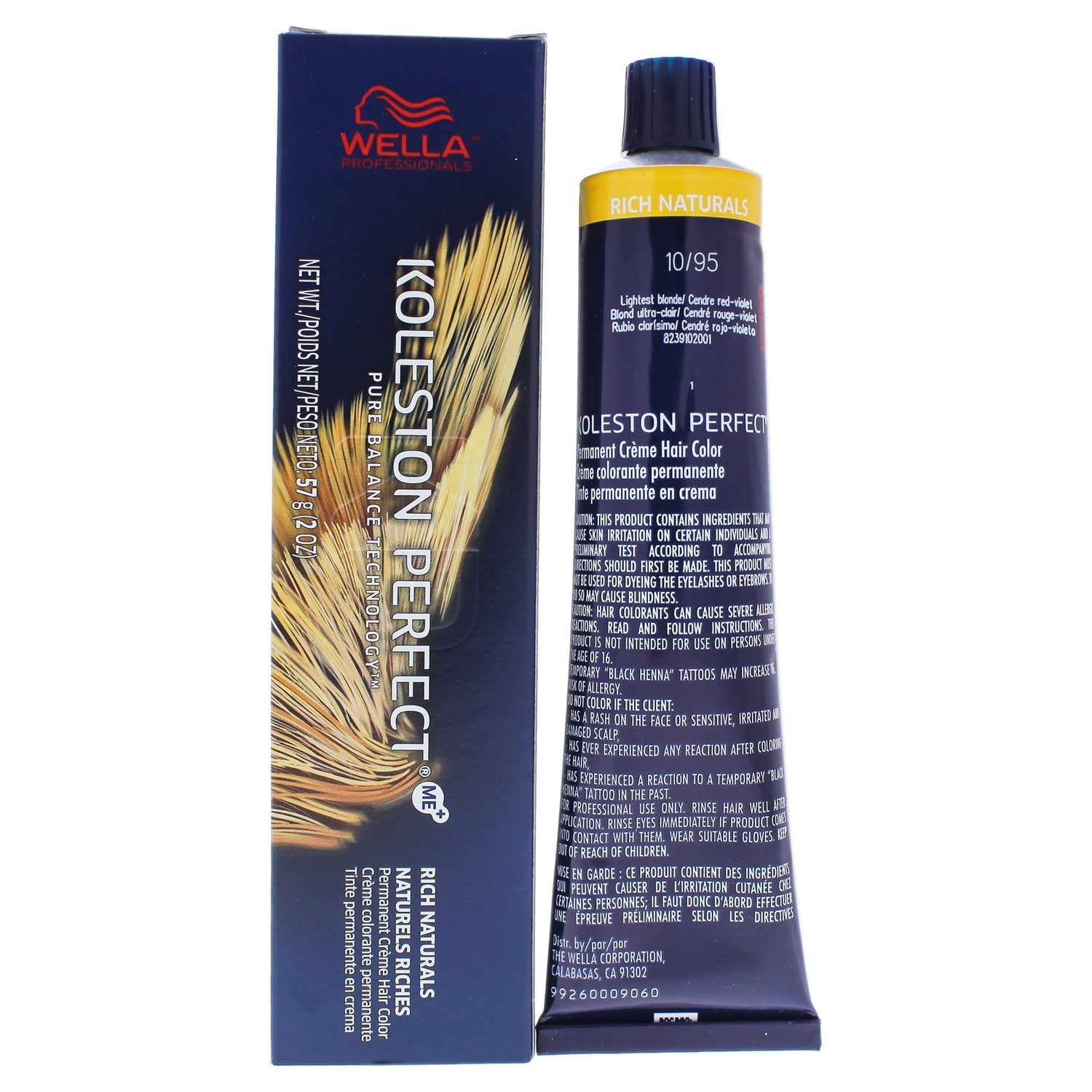 Wella Koleston Perfect Permanent Creme Hair Color 10/95 Lightest Blonde Cendre Red-Violet