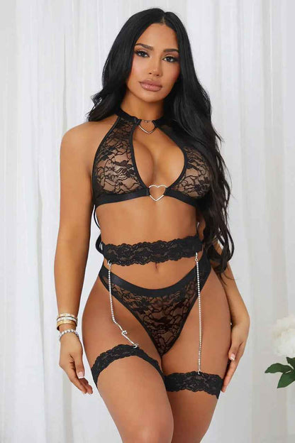 High Neck Bra and Garter Set