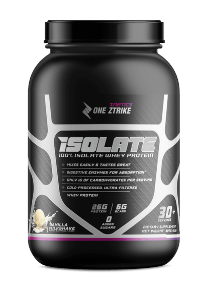 Whey Isolate Protein Vanilla 2LB | 26g Protein, Zero Sugar | ONE ZTRIKE by ZNETICS by Znetics