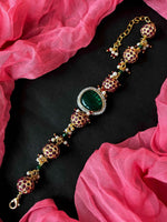 Joban Fashion Multicolor Brass Ad With Monalisa Stone And Ball Beaded Bracelet