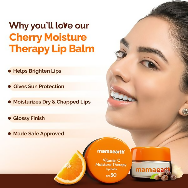 Mamaearth Vitamin C Moisture Therapy Lip Balm SPF 50 with Vitamin C &amp; Honey For Lip Lightening