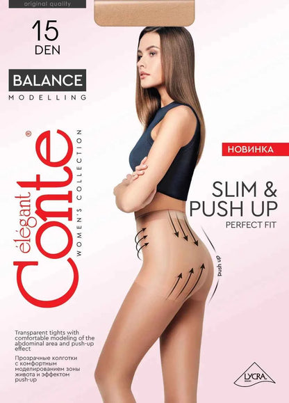 Tights Conte Balance 15 Den - Push-Up Effect
