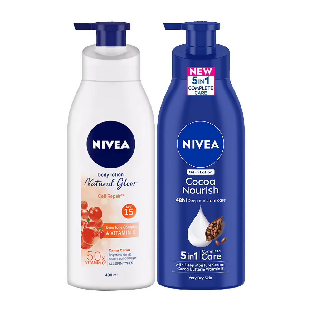 Nivea Bestseller Cocoa Nourish + Natural Glow Spf 15 Lotion Combo